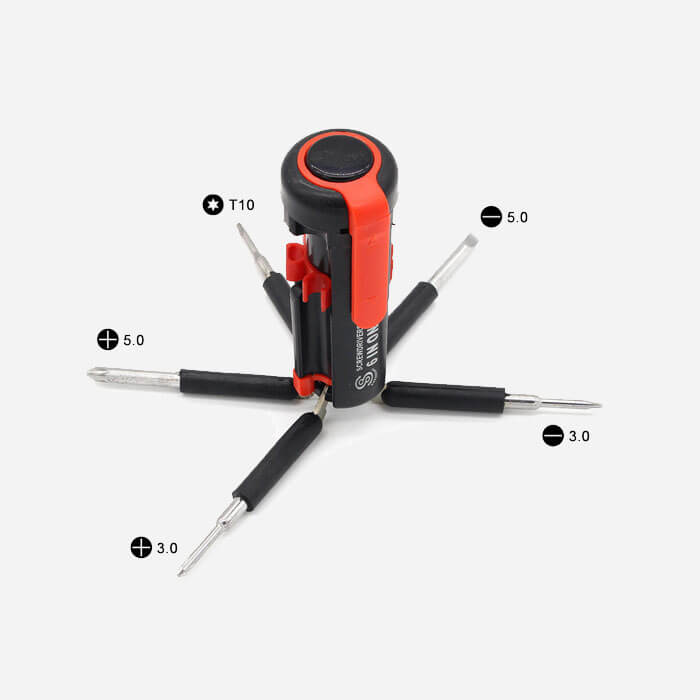 6 in 1 portable mini magnetic screwdriver with led light 