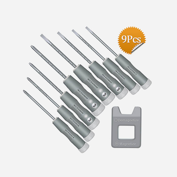 9pcs Non-skid Handle Magnetic screwdriver Set 