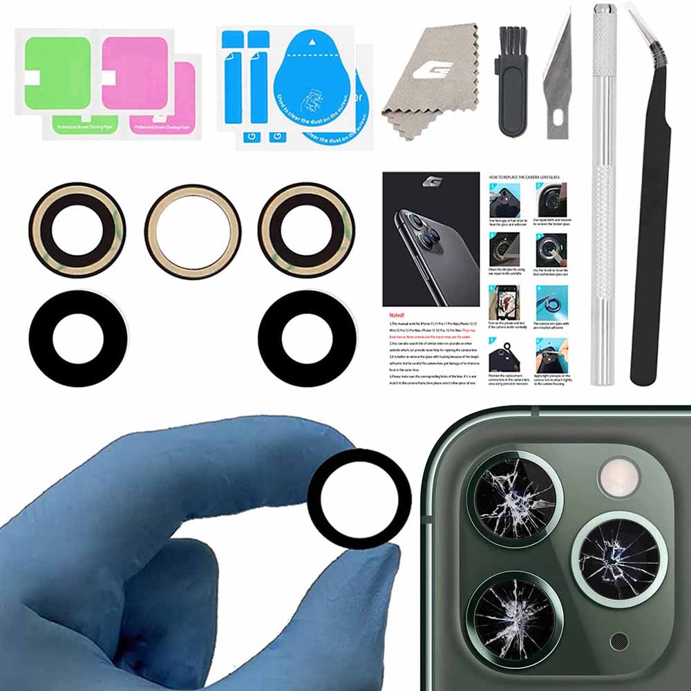 Wholesale iphon Camera Len Glass Replacement with Double-Sided Adhesive Kit 