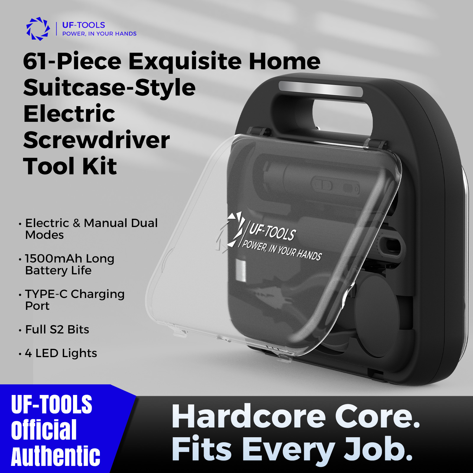 61-Piece Electric Screwdriver Tool Kit | Portable Home Repair Set – UF-TOOLS 